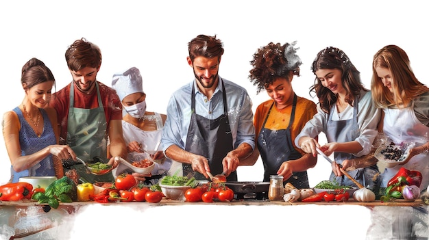 Students cooking together